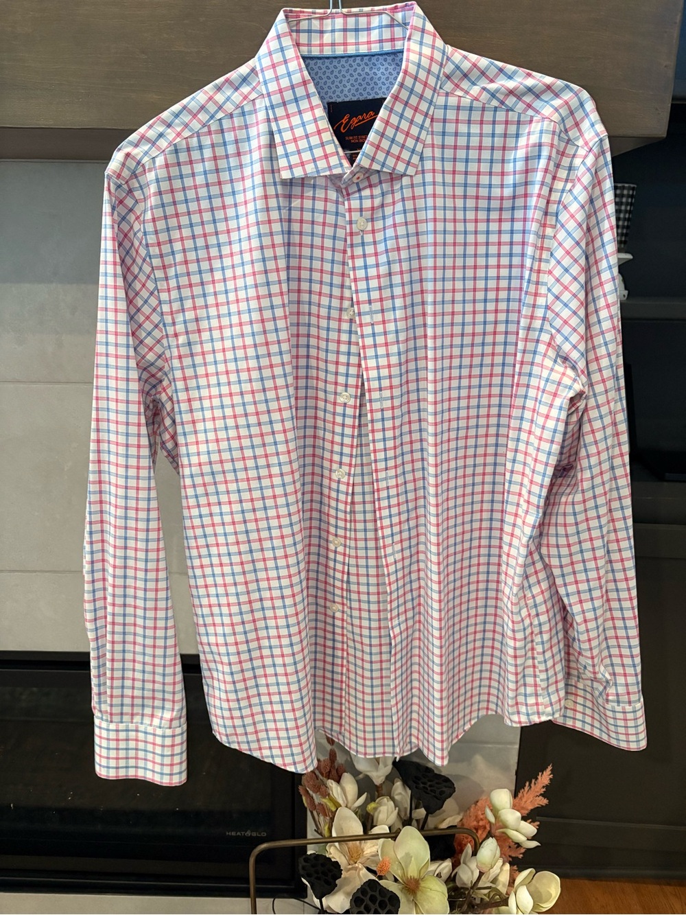 Egara Pink and Blue Check Dress Shirt